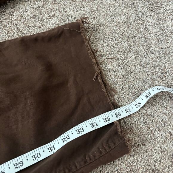 Suk Workwear Women’s Pants Umber Brown Sz 10 Raw Hem Wide Leg Construction - Picture 7 of 16